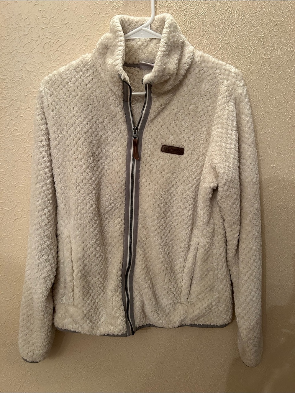Columbia Sherpa Fleece Full-Zip Jacket Cream Ivory, Size M
